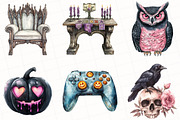 Pastel Gothic Halloween Clipart, an Illustration by OK Design (Thumbnail 4 of 5)