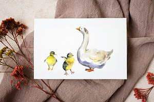 Watercolor Farm Clipart, Goose Art