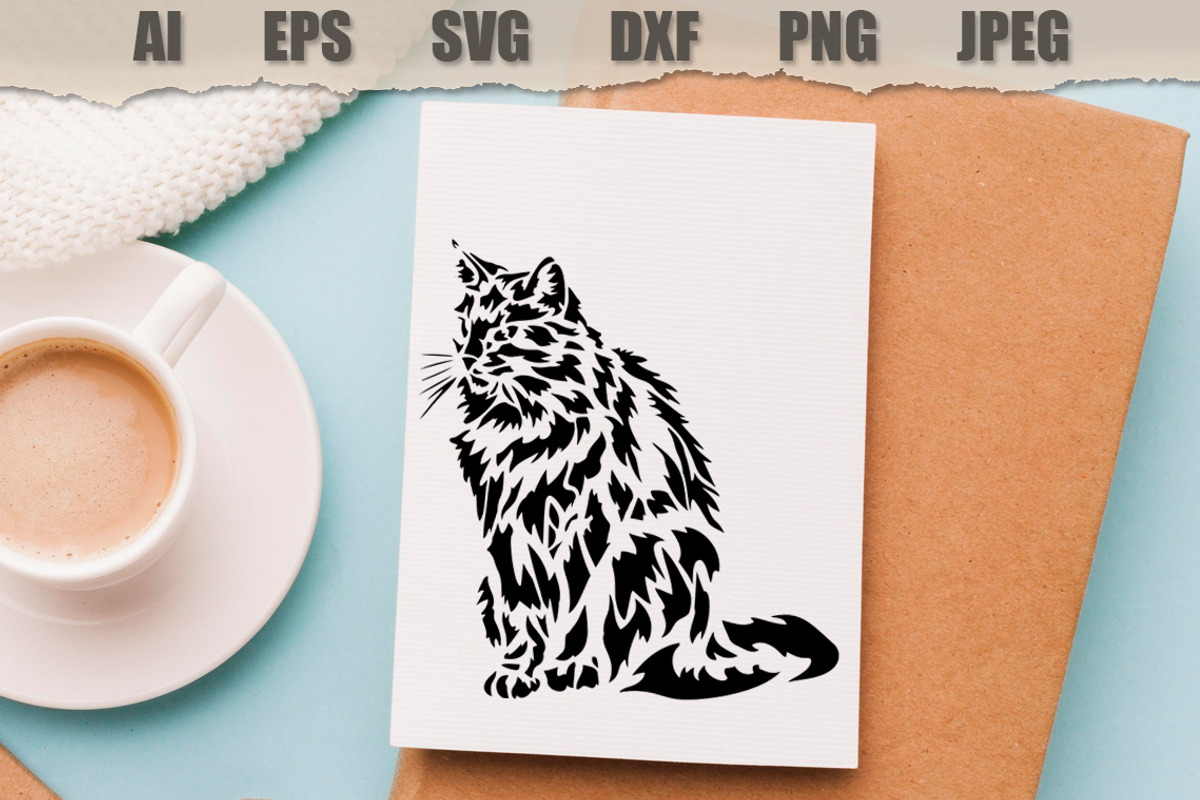 Stencil Cat Silhouette, an Animal Illustration by MARYCRAFTIRIA (Photo 3 of 3)