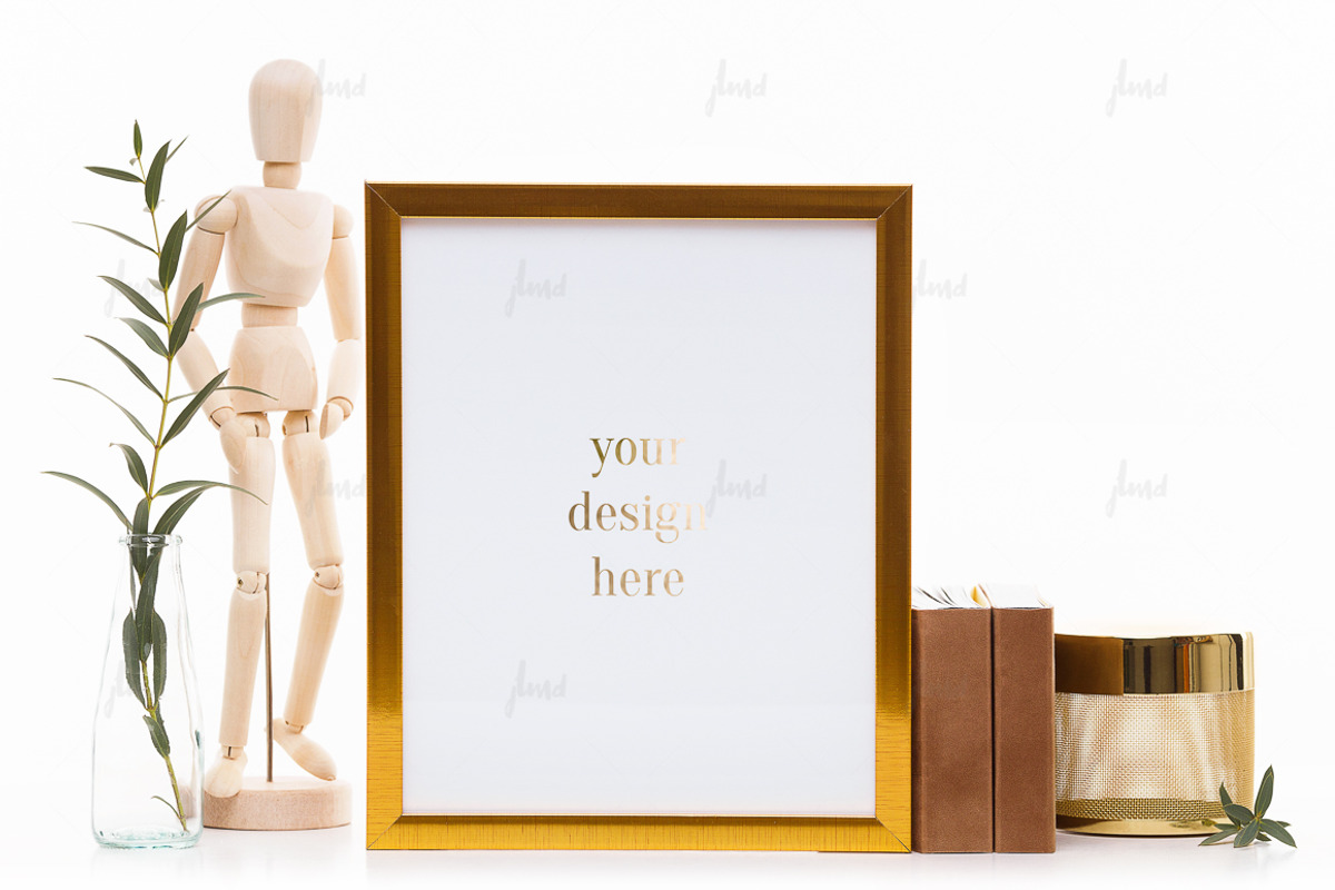 Gold styled frame isolated mockup, a Print Template by JustLikeMyDesktop (Photo 2 of 3)