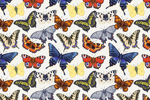 Vintage Butterflies Seamless Pattern