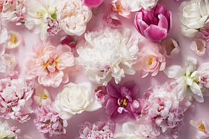 Pink and white flowers blooming, creating a vibrant spring or we, a Photo by Studio ANNA