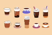 Coffee cups set + banner + patterns, a Food Illustration by PaperTrident (Thumbnail 1 of 5)