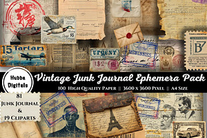 Vintage Junk Journal Ephemera Pack