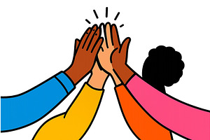 High five celebration with diverse, an Illustration by ZinetroN
