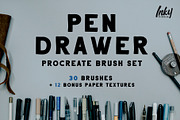 Pen Drawer Procreate Brush Set, a Brush Add-On by Inky Pixels (Thumbnail 1 of 7)