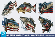 Fish American Flag Sublimation Clipa, an Object Graphic by Regulrcrative (Thumbnail 1 of 7)