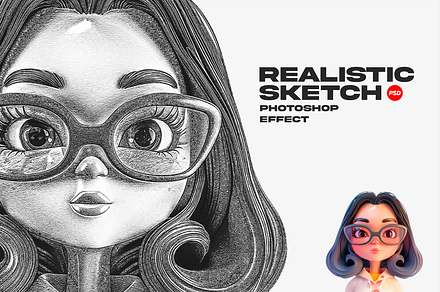 Realistic Sketch Photo Effect PSD, an Action Add-On by iHemalaya