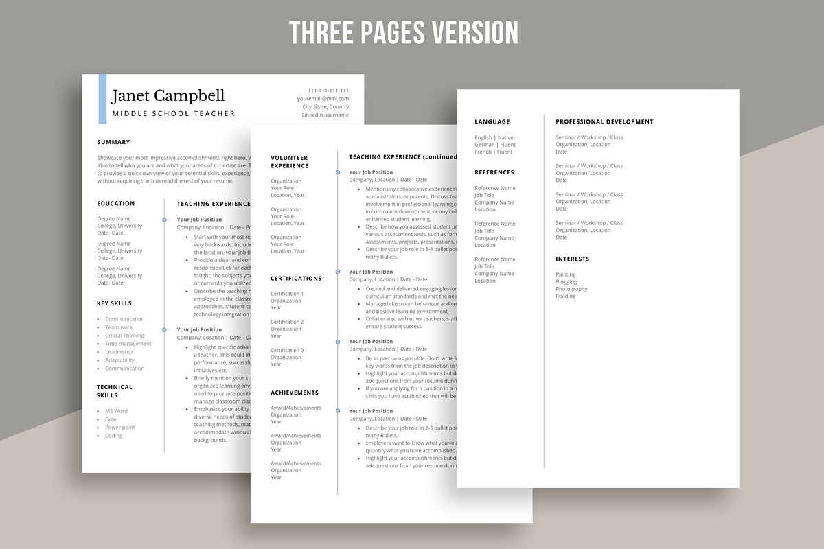 Resume Template word | Educator CV, a Resume Template by aivos (Photo 4 of 7)