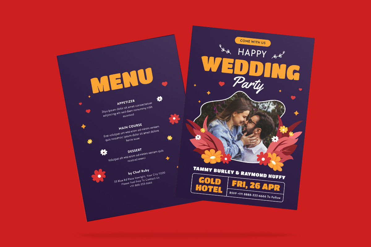 Crusher Wedding Invitation Template, an Invitation Template by iDoodle Studio (Photo 3 of 3)