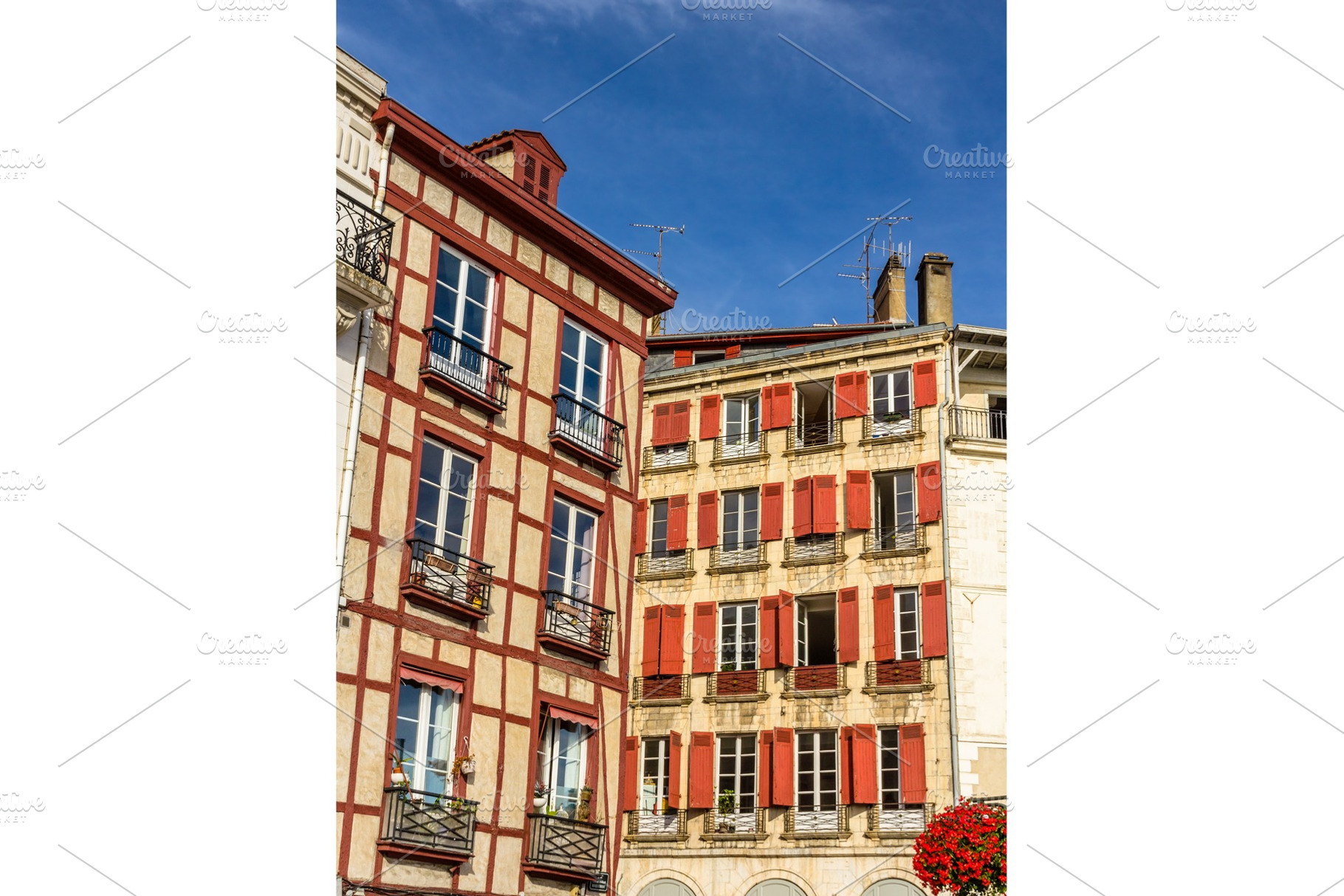 Traditional houses in Bayonne old town - France, Aquitaine, an Architecture Photo by Leonid Andronov