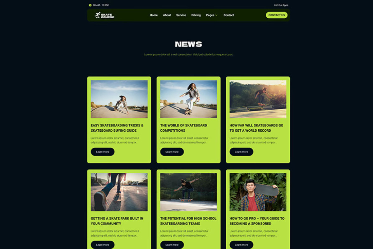 Skateboard Lesson Elementor Kit, a WordPress Template by UInstrument (Photo 6 of 10)