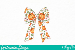 Fall Coquette Bow PNG, an Illustration by Watercolor design