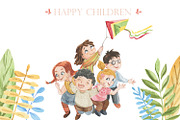 Happy children, an Illustration by Love Watercolor Store (Thumbnail 1 of 6)