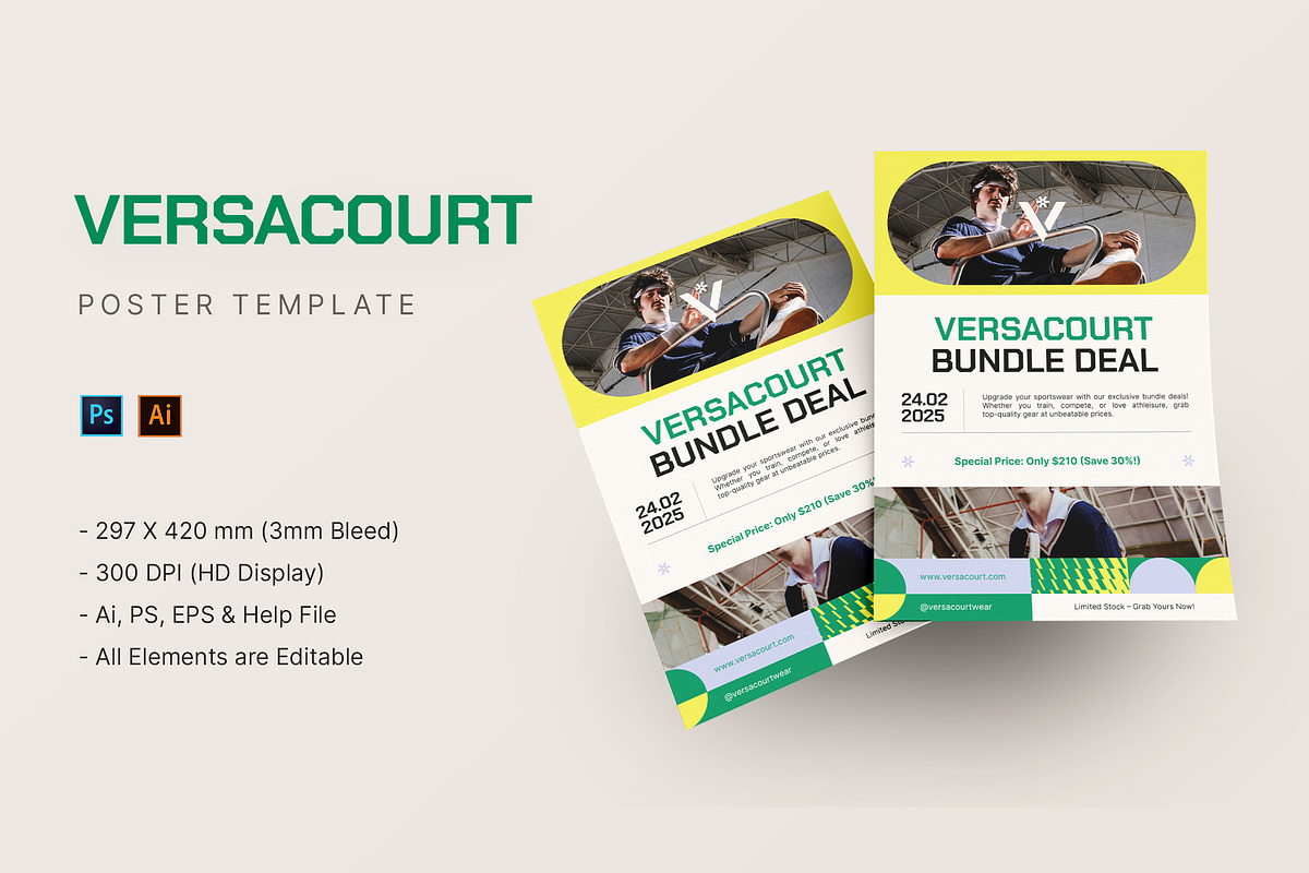 Versacourt - Poster Template, a Poster Template by StreaksideStd (Photo 1 of 3)
