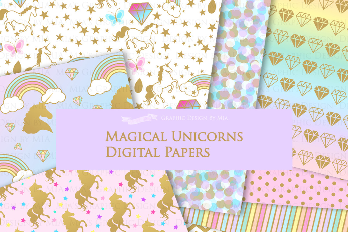 Magical Unicorns, Einhorn, Flat Gold, an Illustration by Mia's Graphic Design (Photo 9 of 9)
