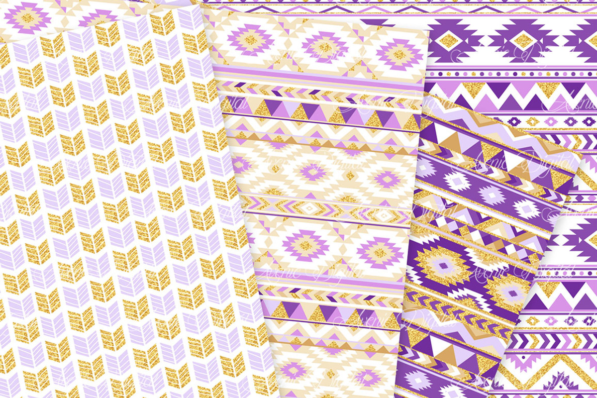 Purple & Gold Boho Seamless Pattern, a Pattern Graphic by Avenie Digital (Photo 3 of 4)