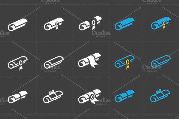 Scrolls Icons With Ribbon
