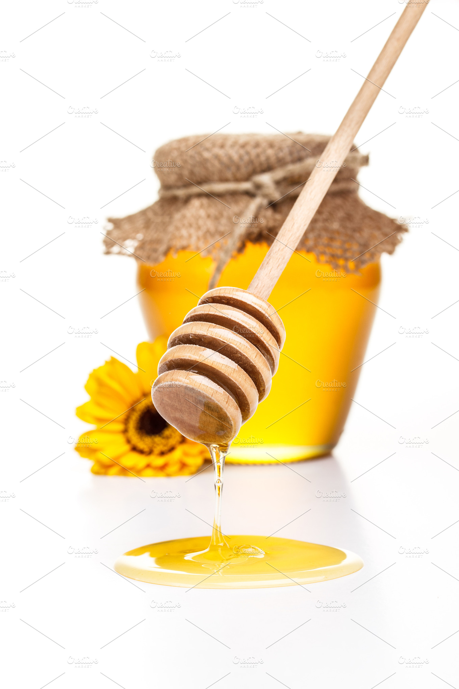 Honey stock photo containing close up and dipper