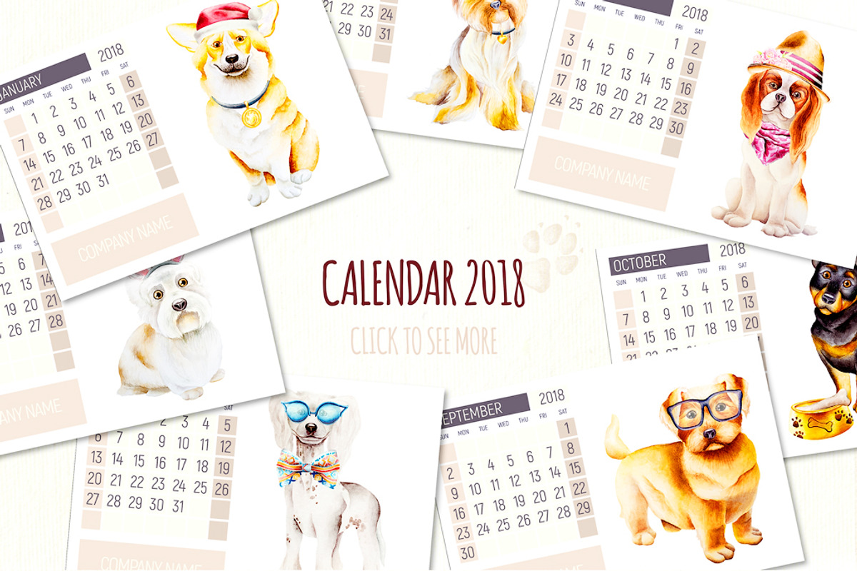 Watercolor Dog creator + calendar, an Animal Illustration by Integrity_store (Photo 7 of 10)