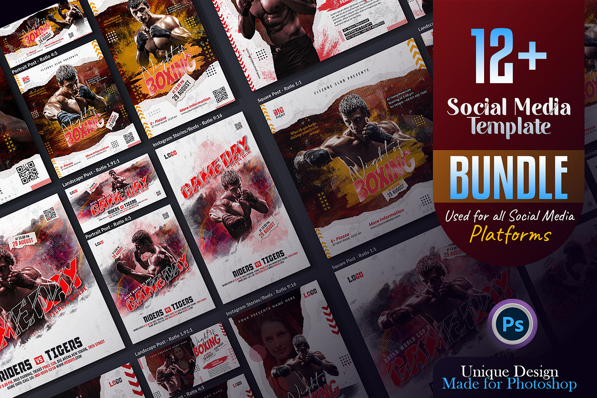Boxing Social Media Post Template, a Social Media Template by Creative_View (Photo 1 of 8)