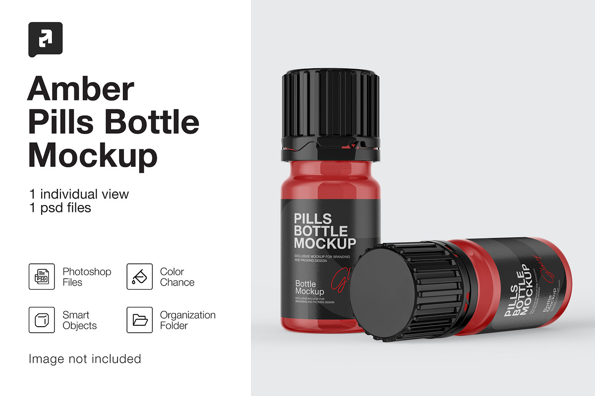 Amber Pills Bottle Mockup, an Advertising Mockup by _Adroit_