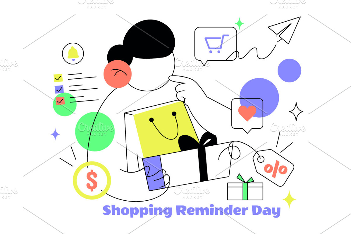 6 Shopping Reminder Day Illustration, an Object Illustration by denayunebgt (Photo 3 of 3)