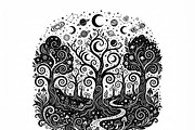 50 Mystical Galaxy Forest Silhouette, a Technology Illustration by Amazin_art (Thumbnail 11 of 34)