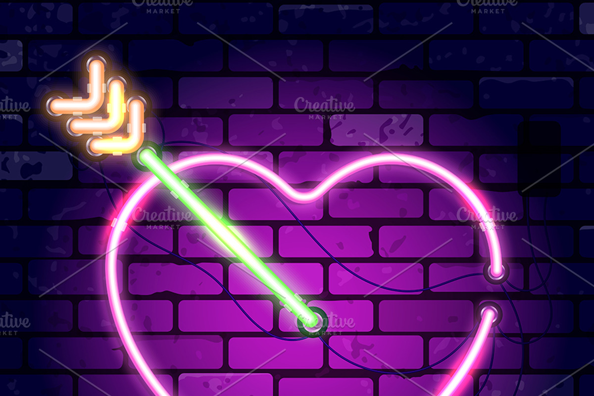 Valentines Day Neon Signboards, a Decorative Illustration by TAlex (Photo 6 of 6)