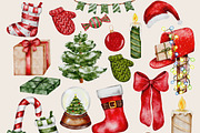 Christmas watercolor clipart set png, a Seasonal Illustration by Julia Bogdan (Thumbnail 8 of 9)