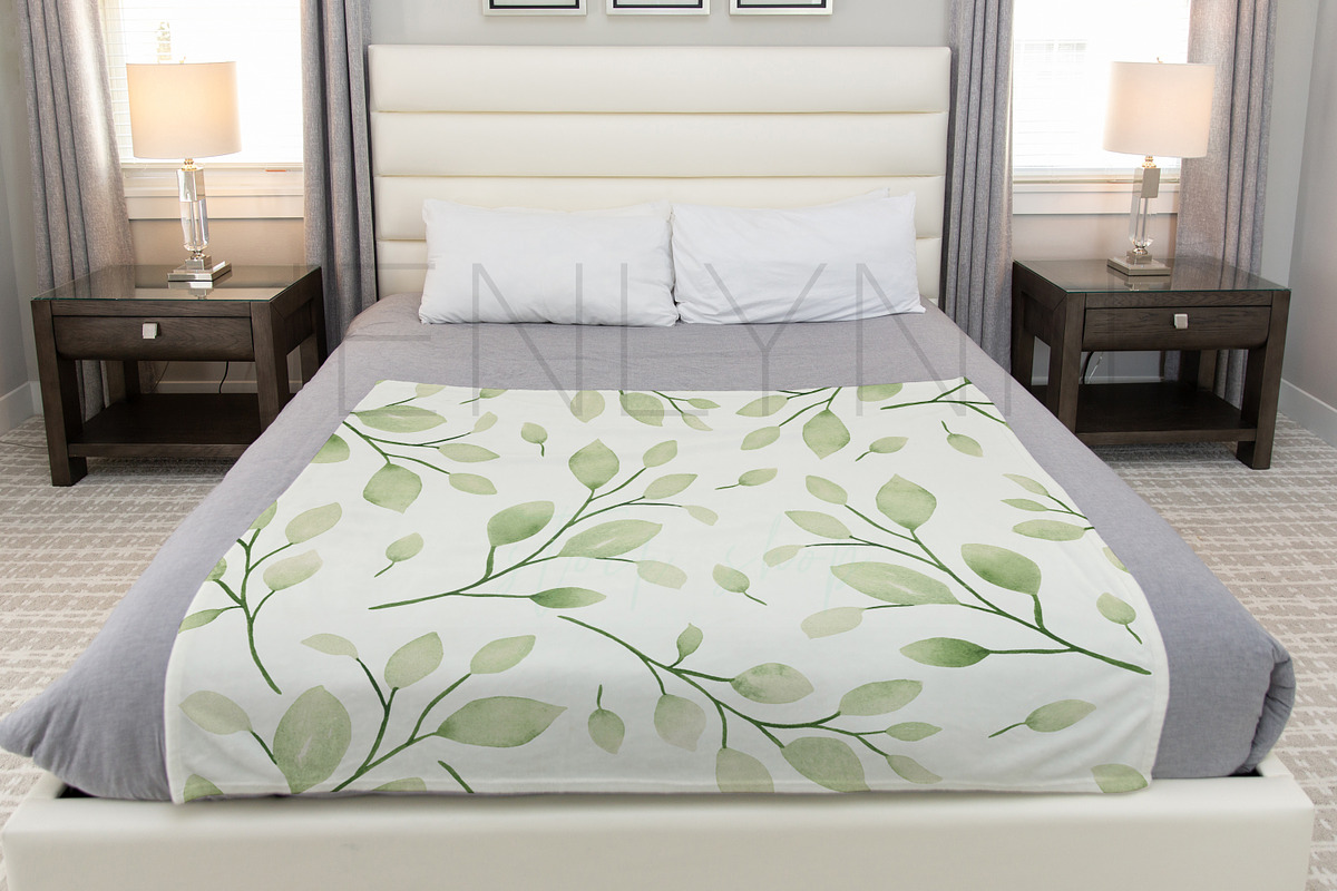 Minky Blanket Mockup on Bed #VH08, a Product Mockup by JENLYNN Stock Shop (Photo 2 of 6)