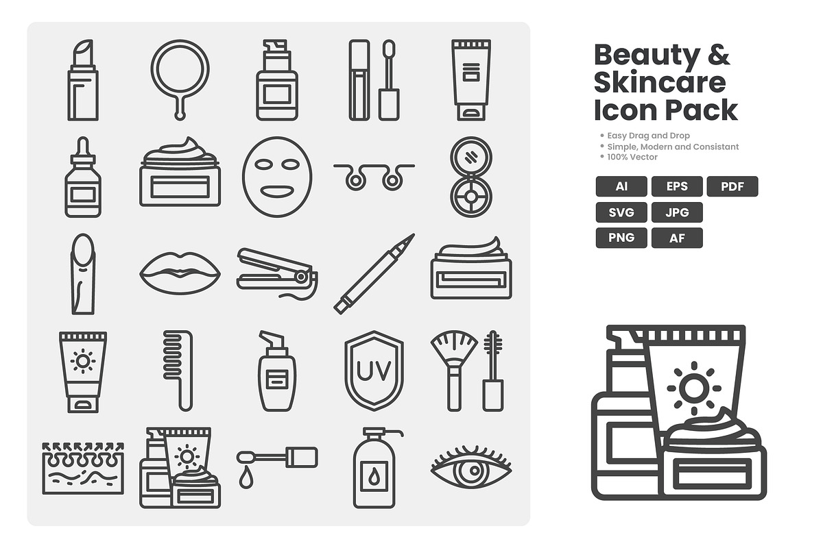 Beauty & Skincare Icon Set, an Outline Icon by erifqizeicon (Photo 3 of 3)