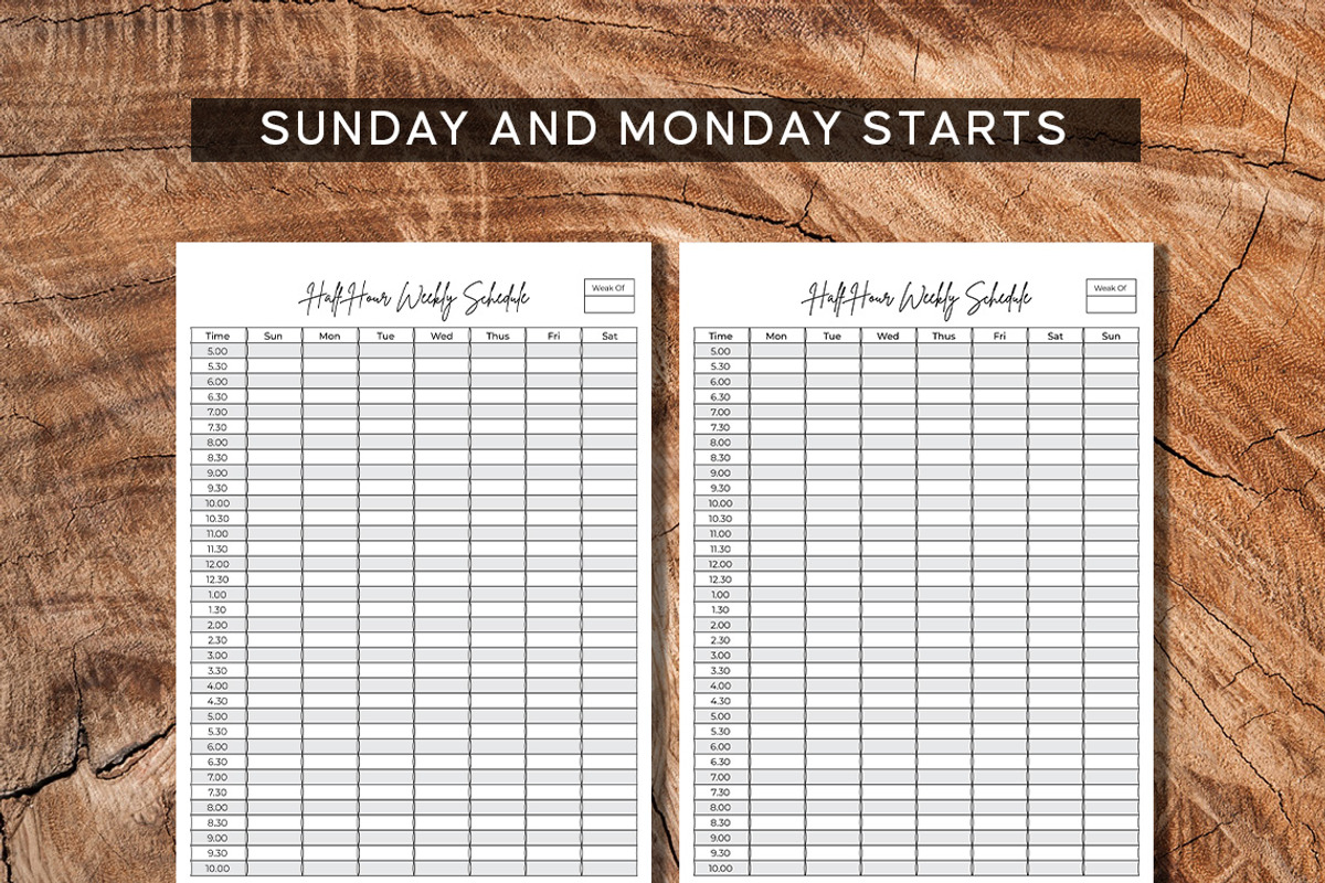 Editable Weekly Half Hour Planner, a Stationery Template by Graphicsnext (Photo 3 of 5)