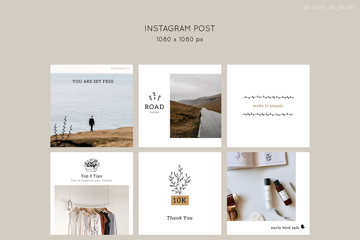 Instagram Post & Stories. Florals, a Social Media Template by Mint Air Studio (Photo 2 of 9)
