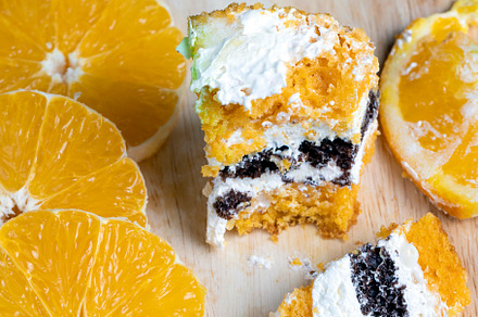 sliced fresh oranges and a piece of orange dessert, a Food & Drink Photo by MyPhotos