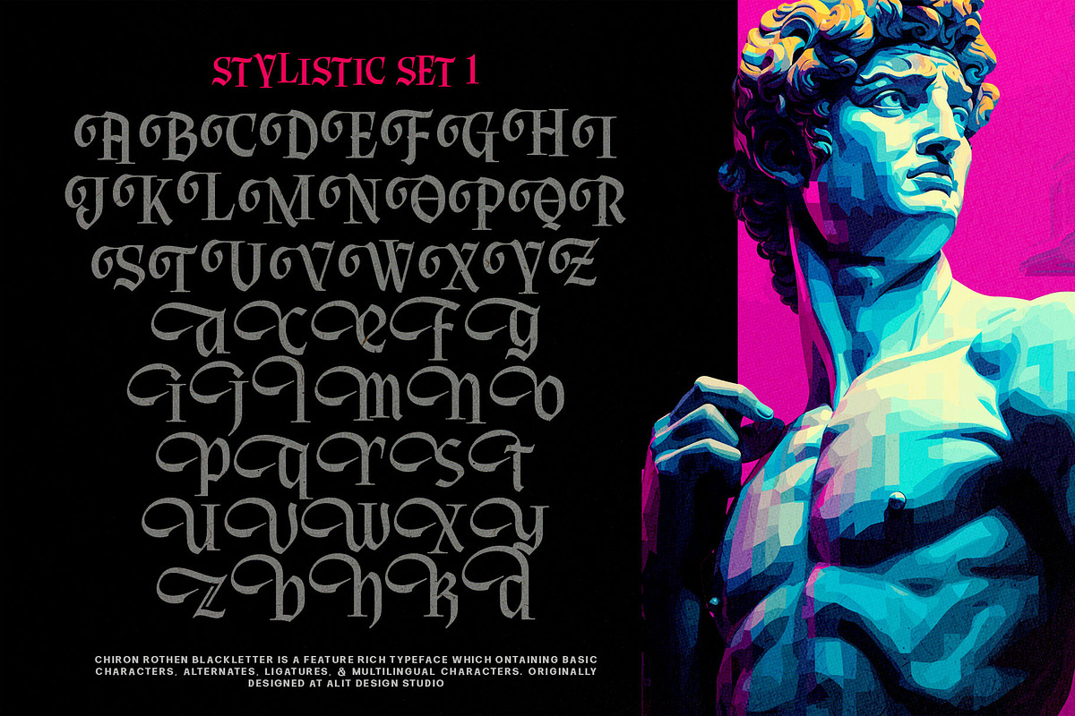 Chiron Rothen Typeface, a Blackletter Font by alit design (Photo 2 of 20)