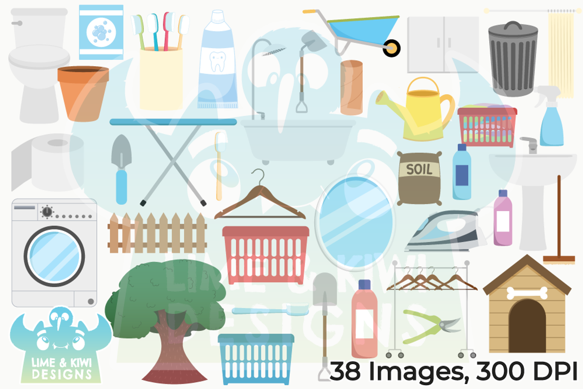 Around the House 1 Clipart, a Decorative Illustration by Lime & Kiwi Designs (Photo 2 of 2)