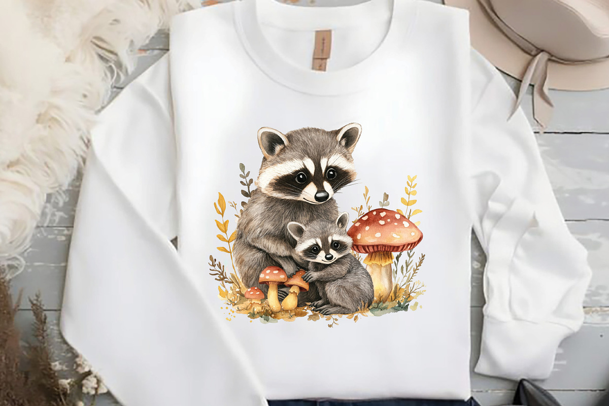Watercolor Raccoon & Kit Clipart, an Illustration by DreamCafeArt (Photo 6 of 9)