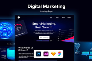 Digital Marketing Website Template, a Landing Page Template by Glyphminds Studios