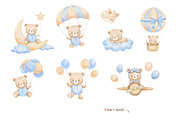 Watercolor teddy bear for nursery, an Animal Illustration by ElenaPlatovaArt (Thumbnail 3 of 12)