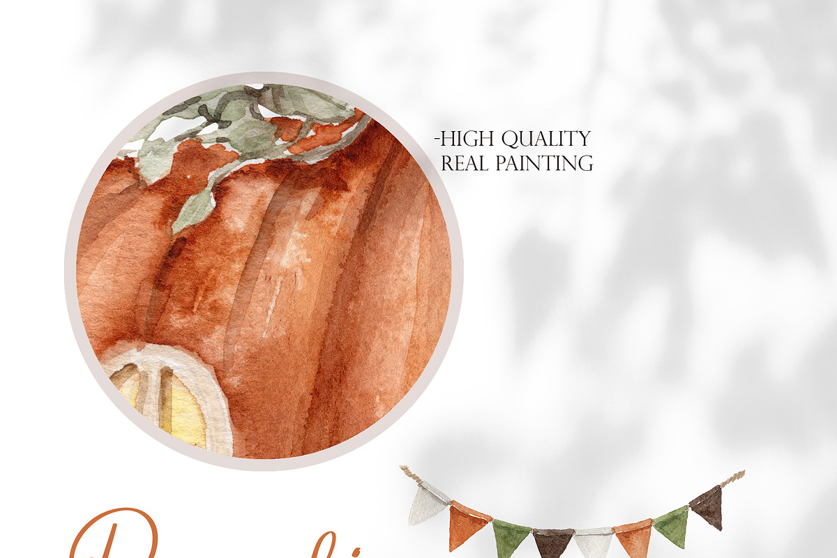 Pumpkin House Watercolor Clipart, a Decorative Illustration by Beigetime (Photo 2 of 13)