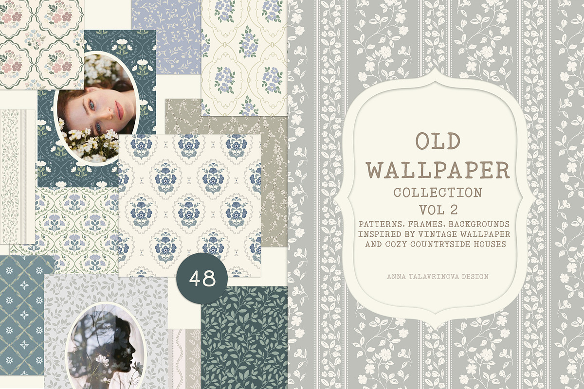 Vintage wallpaper pattern background, a Pattern Graphic by Cozy pattern shop (Photo 1 of 12)