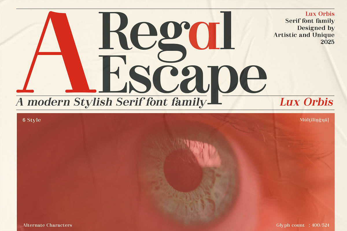 Lux Orbis - Serif font family, a Font by Artistic & Unique (Photo 5 of 15)