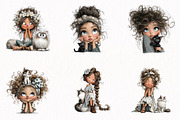 Whimsical Girl with cat clipart, a Person Illustration by fashionaddict (Thumbnail 2 of 7)