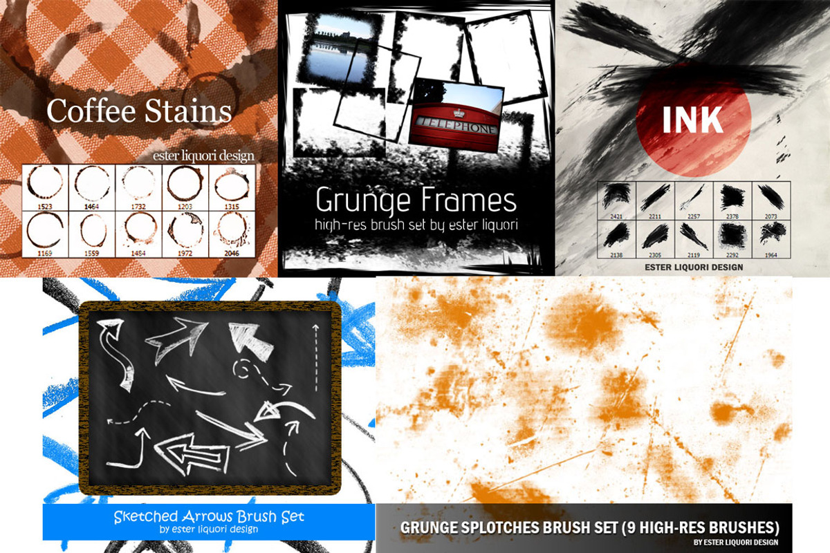 55 Grunge Photoshop Brushes Bundle, a Brush Add-On by FanExtra (Photo 2 of 2)