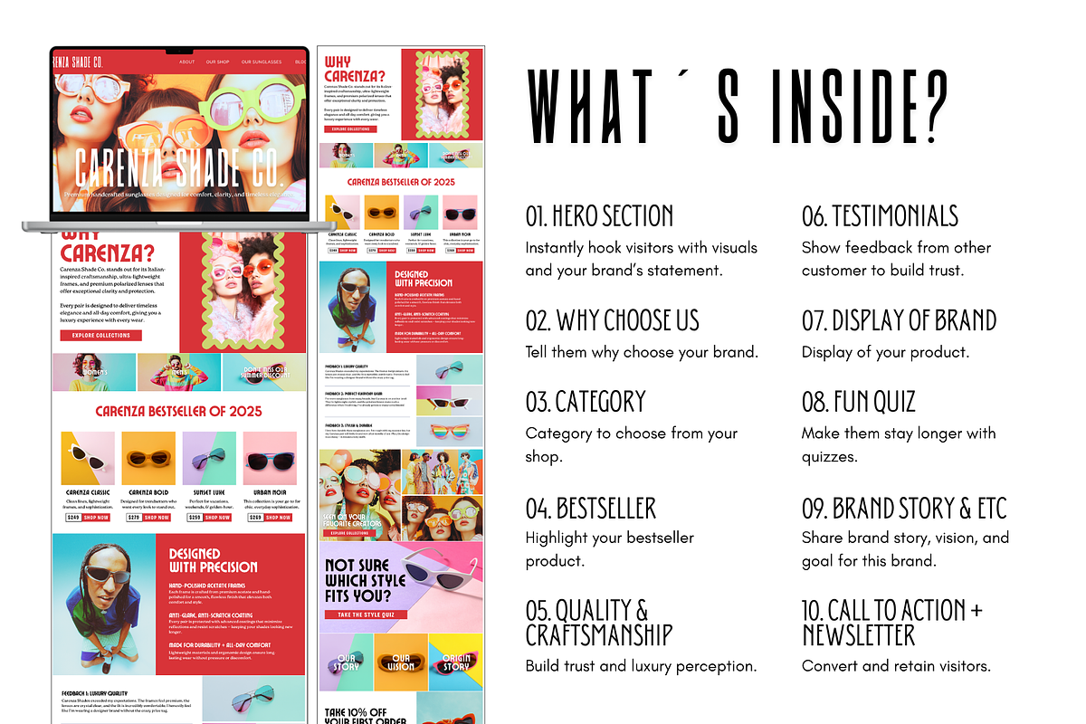 Sunglasses Shop website template, a Websites & App Template by wekreatif (Photo 3 of 5)