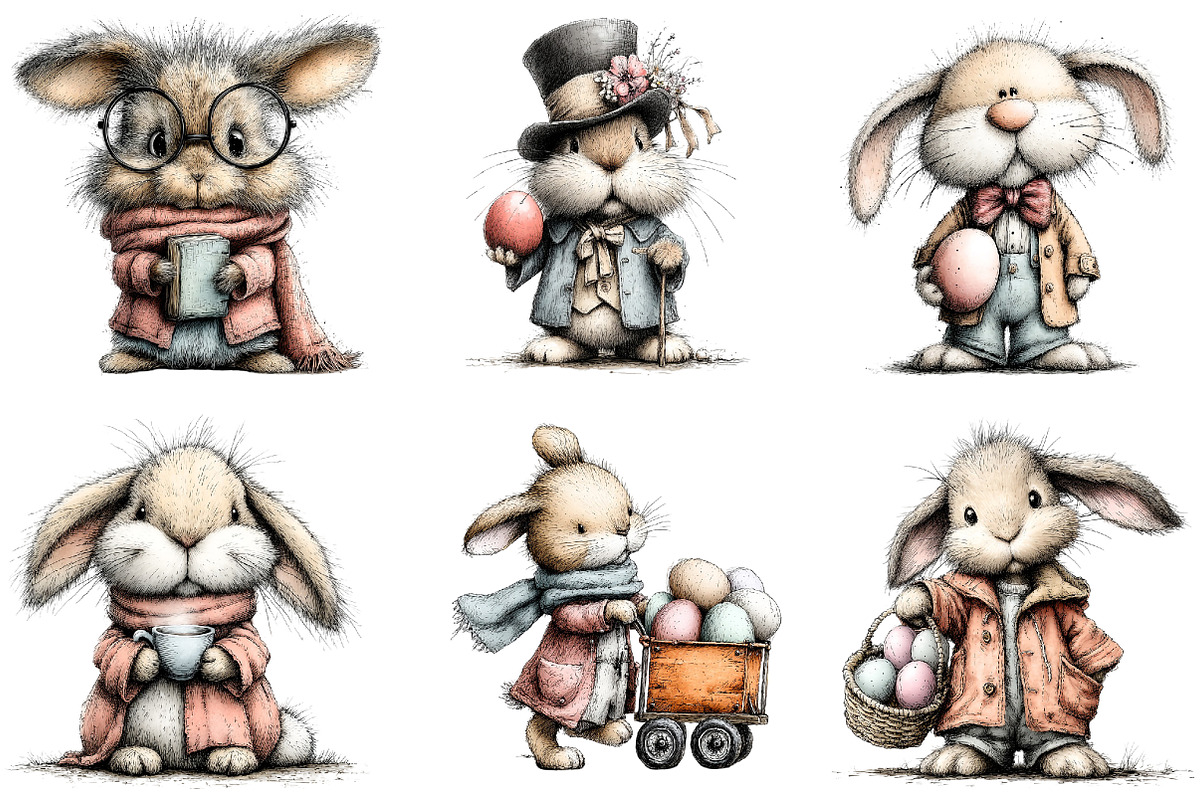 Whimsical Bunny Easter Clipart Bundl, an Illustration by Sublimation Artist (Photo 5 of 7)