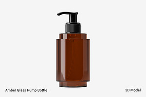 Amber Glass Pump Bottle 3D Model, an Object 3D Model by Akebareee