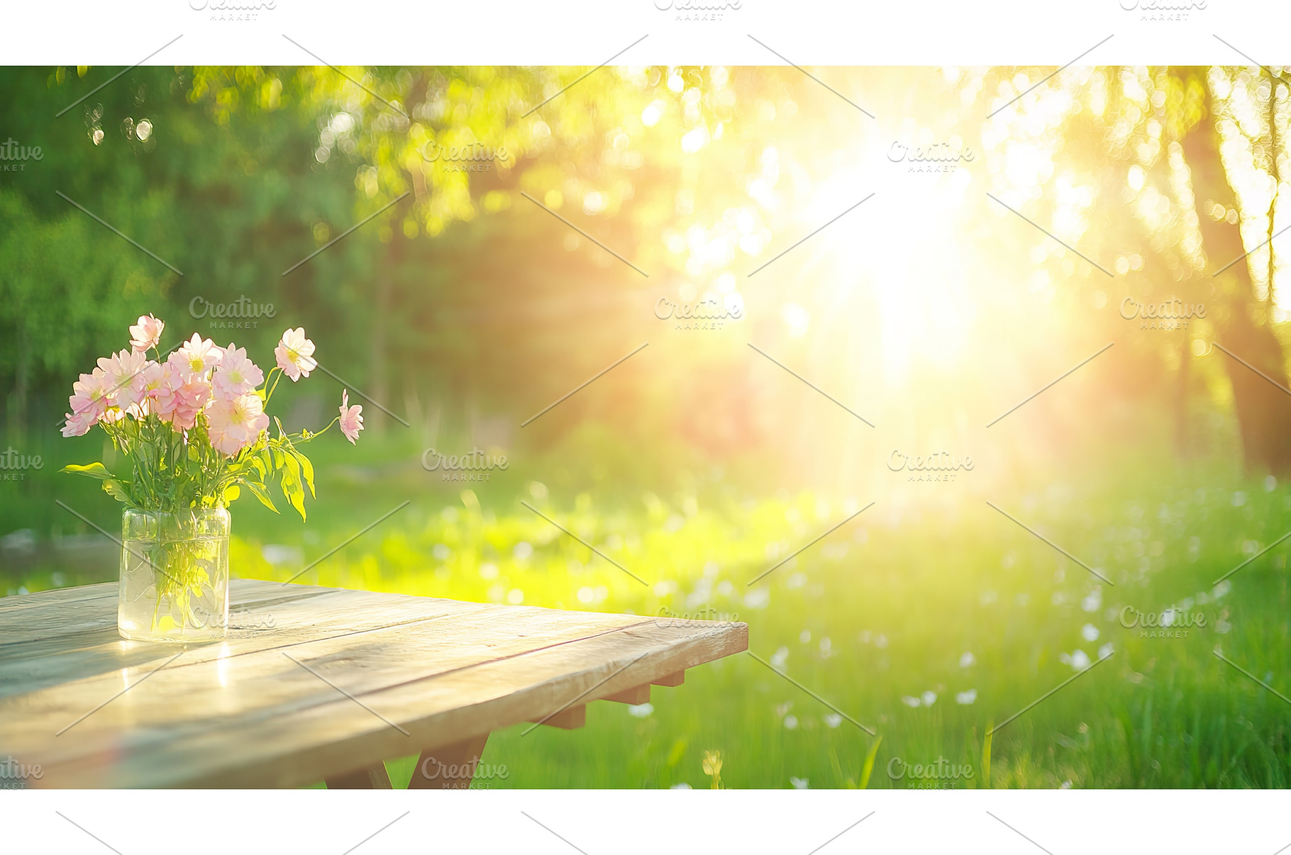 Sunny garden scene with flowers on, a Nature Photo by Lermont51