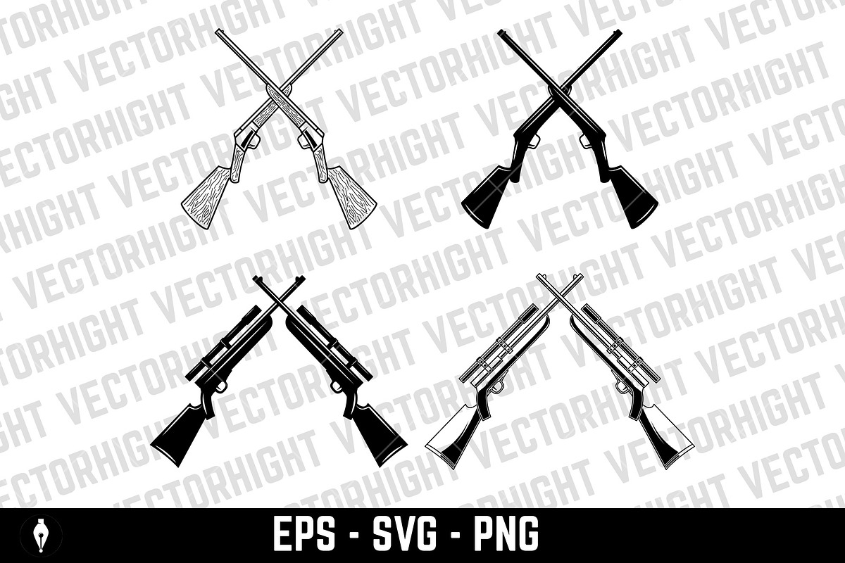 Crossed hunting rifles, an Object Illustration by Vectorhight (Photo 3 of 3)